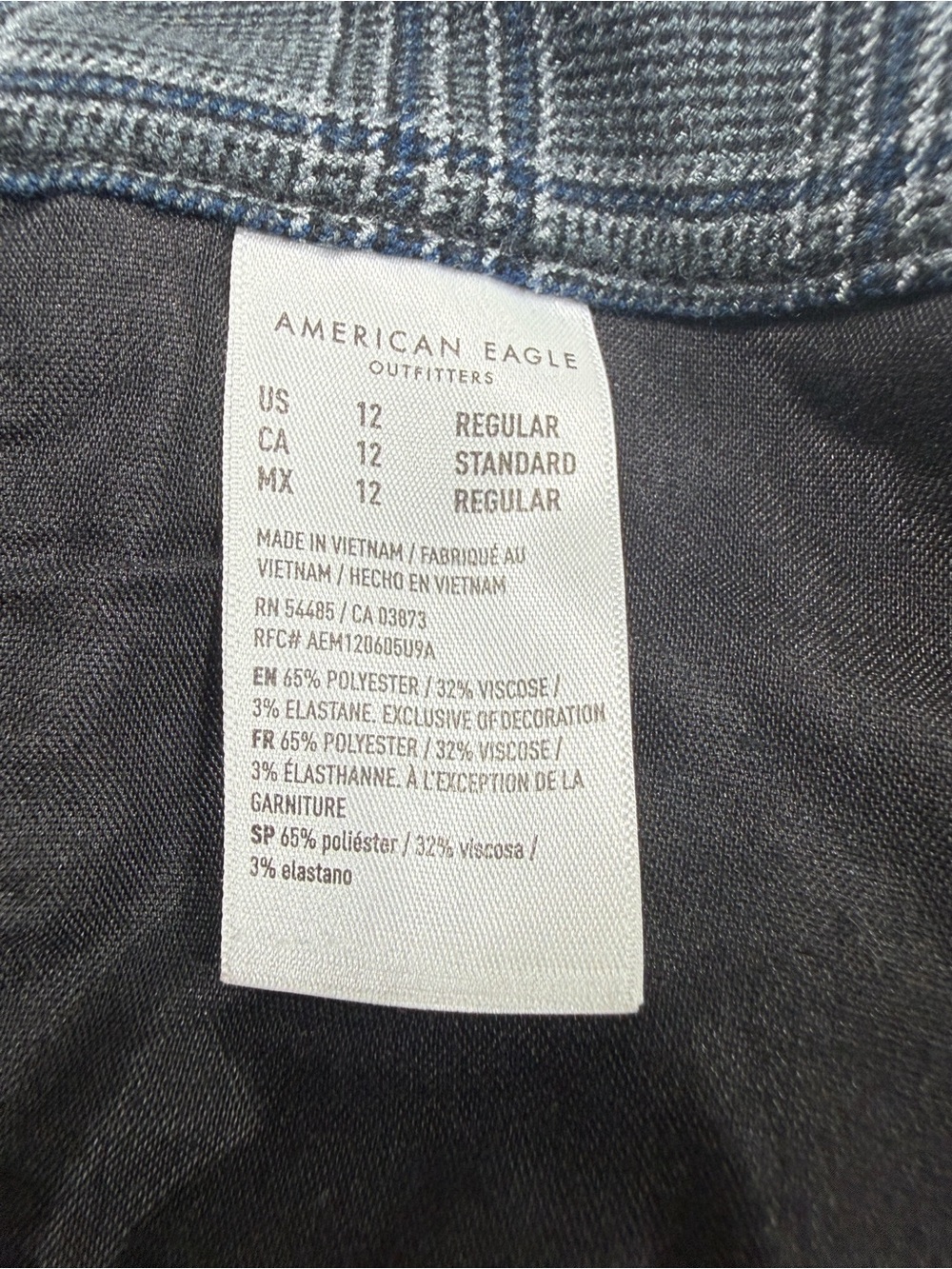 American Eagle Outfitters Grey Plaid Wide-Leg Pants - Picture 5 of 9